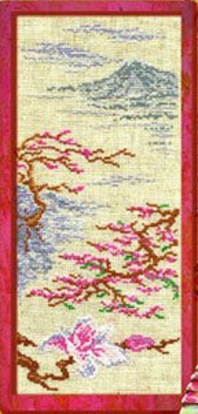 Схема вышивания крестом - Ветка сакуры
