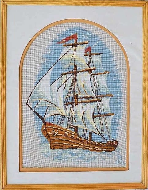 Схема вышивания крестом - Корабль