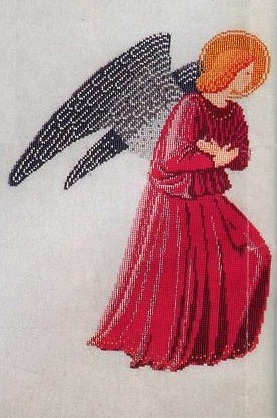 Схема вышивания крестом - Ангел в красном