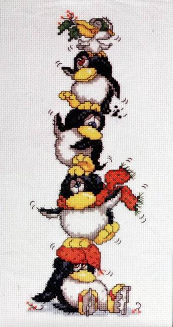 Схема вышивания крестом - Пингвины