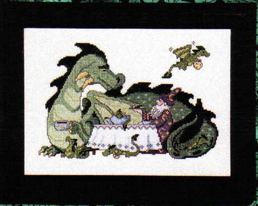 Схема вышивания крестом - Чаепитие с драконом