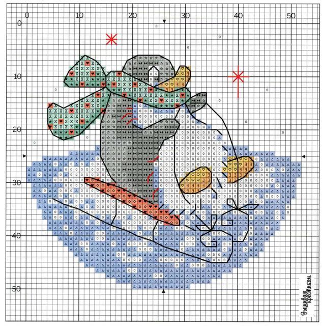 Схема вышивания крестом - Пингвин