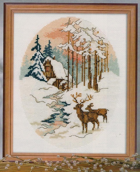 Схема вышивания крестом - Зимний лес