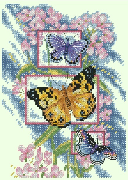 Схема вышивания крестом - Бабочки