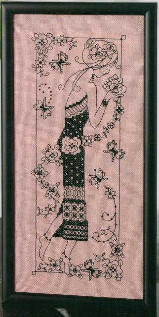 Схема вышивания крестом - Девушка с цветами