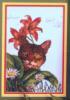 Схема вышивания крестом - Кошка и цветы