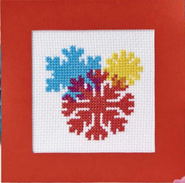 Схема вышивания крестом - Три снежинки