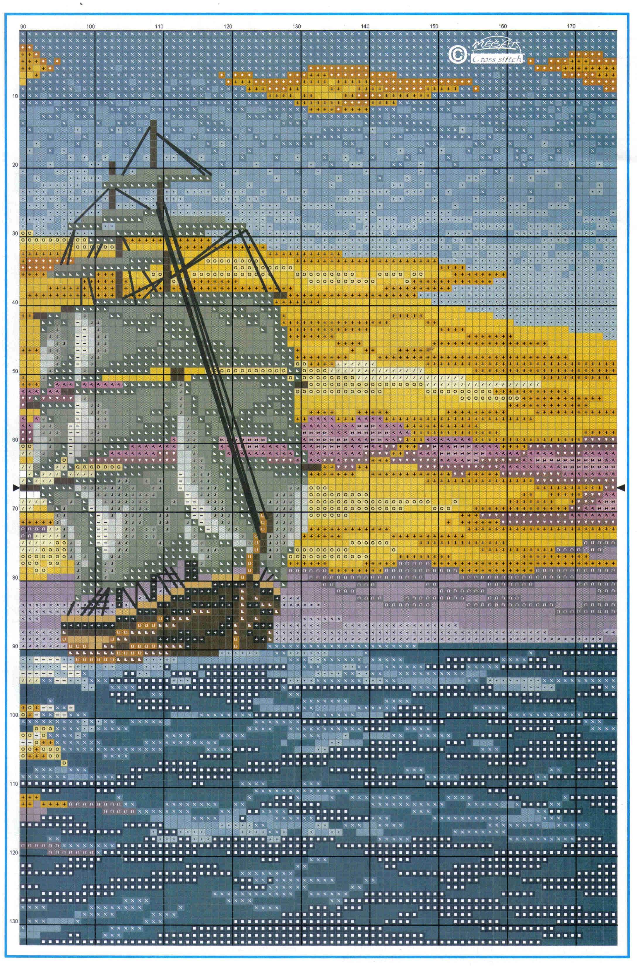 Бесплатная схема вышивки крестом «Корабль»